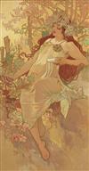 ALPHONSE MUCHA (1860-1939). [THE SEASONS.] Group of four decorative panels. 1896. Each 37x19 inches, 96x49 cm.